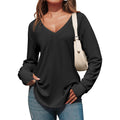 Women's Deep V-Neck Tunic Top Black