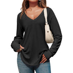 Women's Deep V-Neck Tunic Top Black