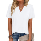 Women's Business Casual V-Neck Tunic Top White