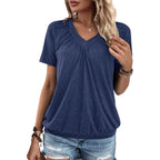 2 Pack Summer Tops for Women V Neck Shorts Sleeve Casual Ruched Tops Women T Shirts Clothes Trendy 2026