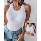 Women's Built-In Bra Racerback Tank Top White
