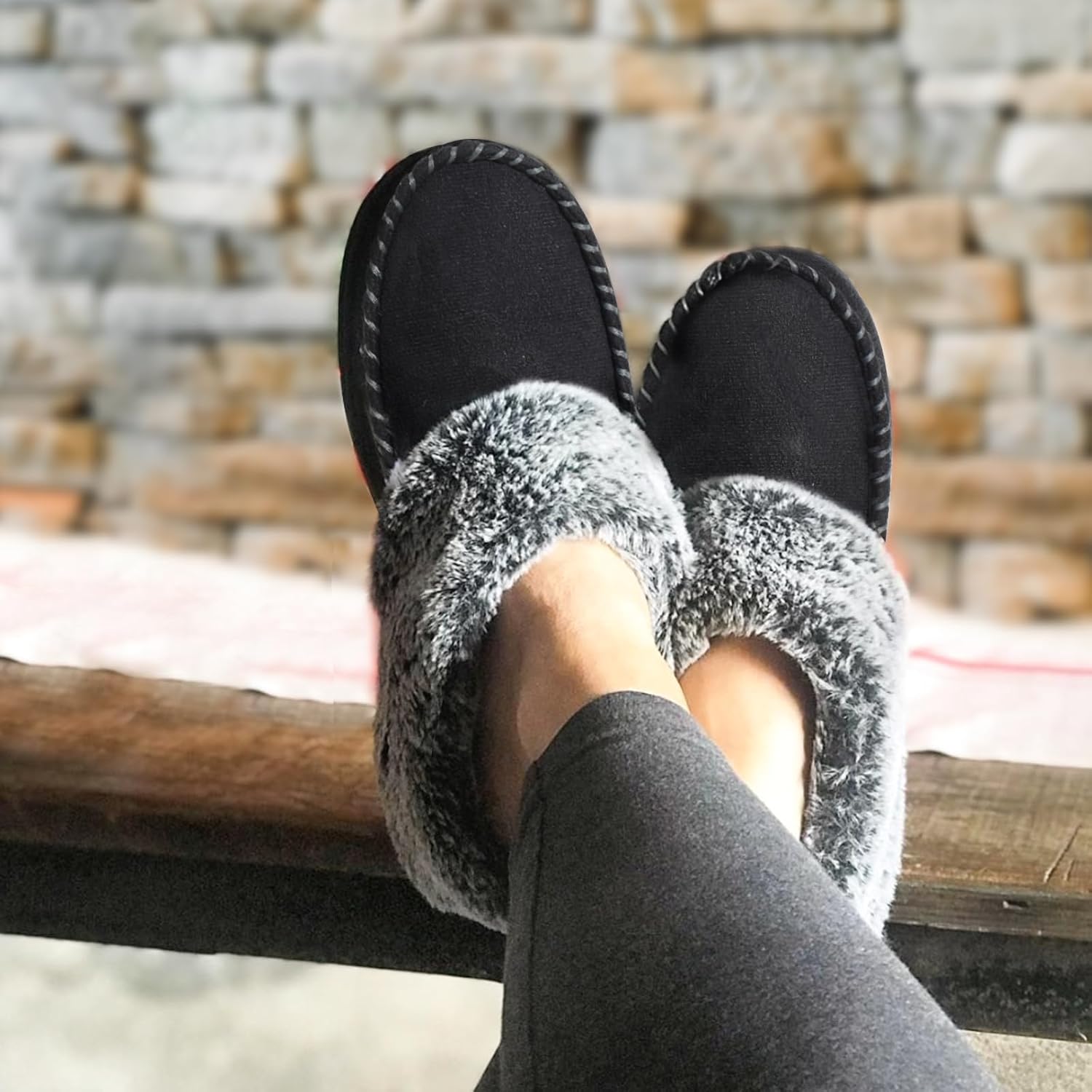 Women's Slippers Fur Black