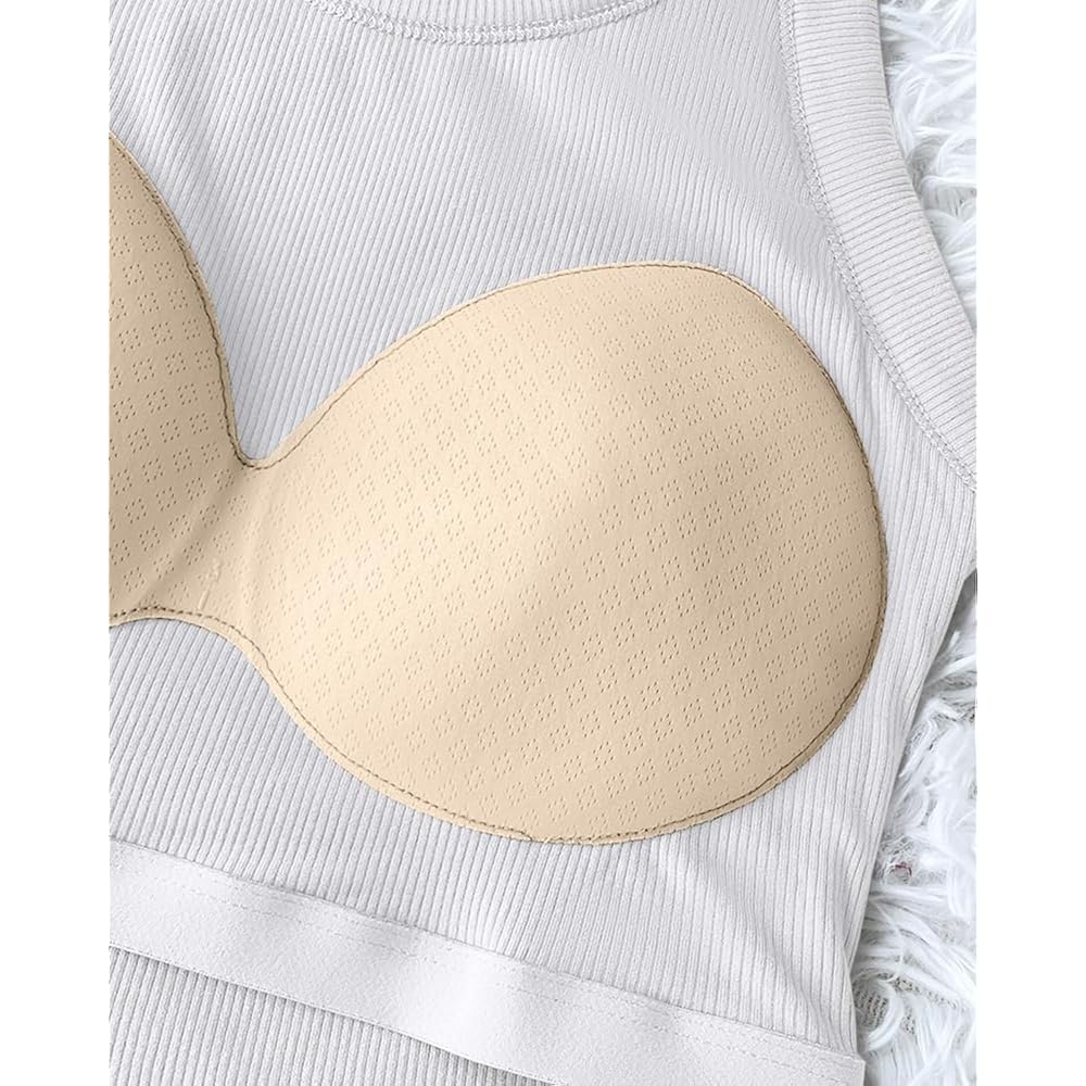 Women's Built-In Bra Racerback Tank Top White