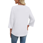 Women's Boho Lace V-Neck Tunic Top White