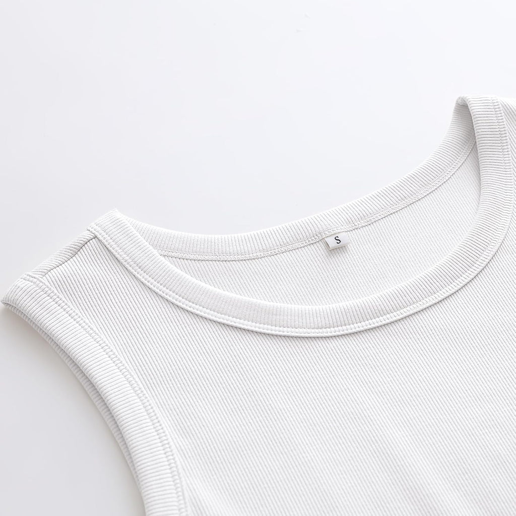 Women's High Neck Racerback Tank Top White