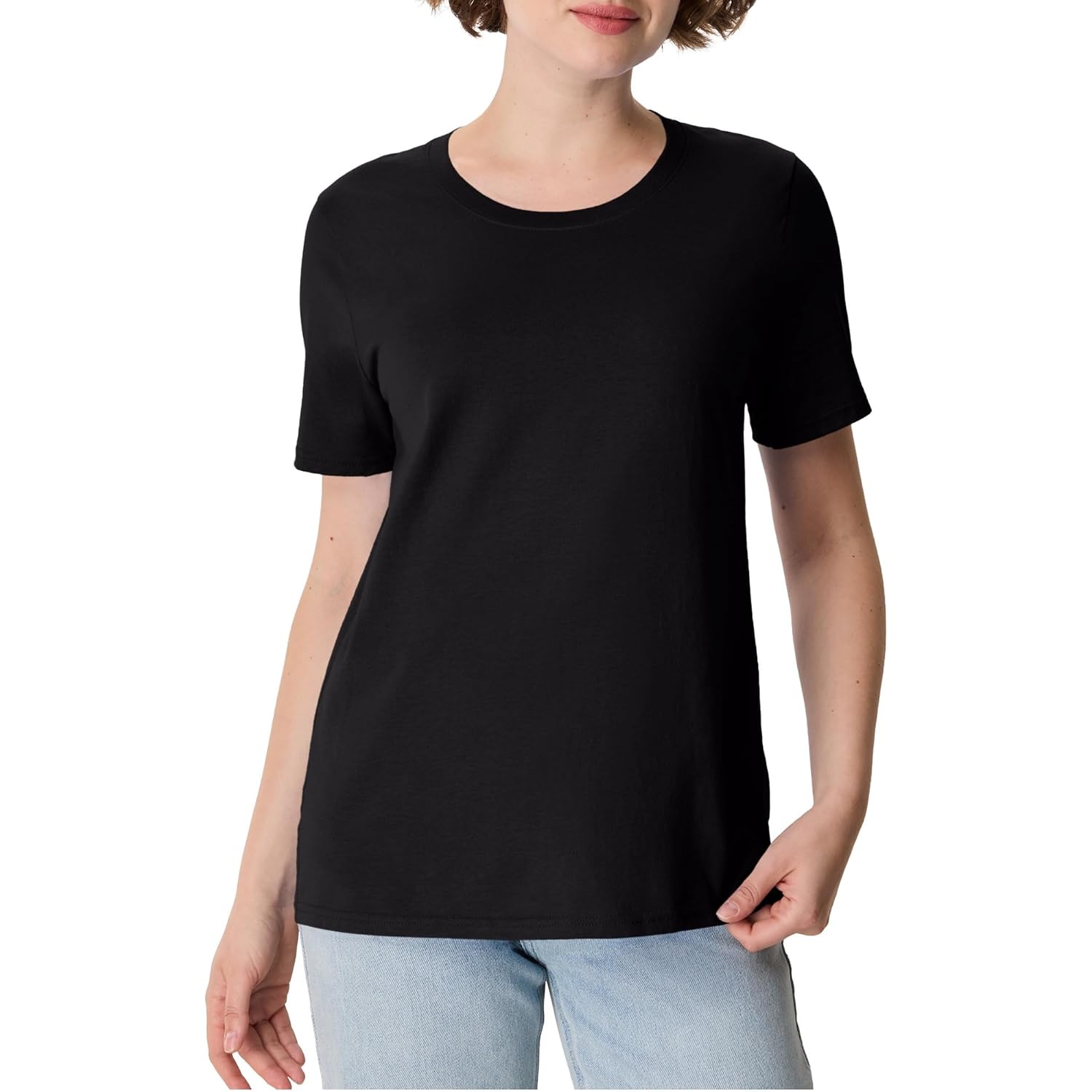 Hanes Women's Perfect-T Crewneck T-Shirt, Lightweight Cotton Short Sleeve Tee for Women
