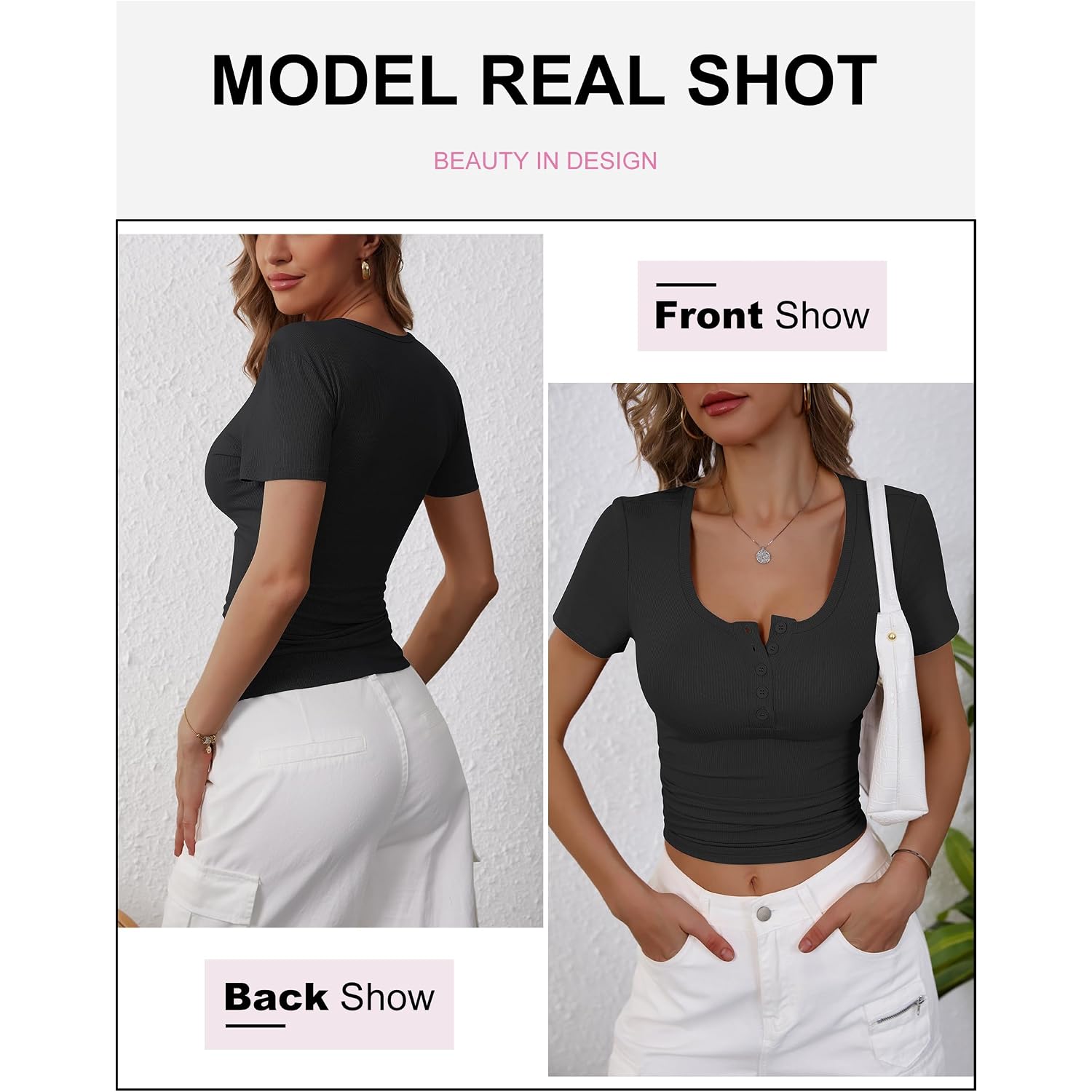 ANRABESS Womens Short Sleeve Henley Shirts Ribbed Slim Fitted Tee Summer Work Tops 2026 Button Blouse Spring Vacation Clothes