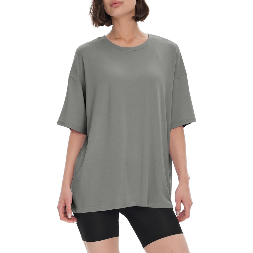 BAMBOO COOL Womens Oversized Summer T Shirts Tops Short Sleeve Tees Spring Outfits Trendy Business Fashion Workout Clothes