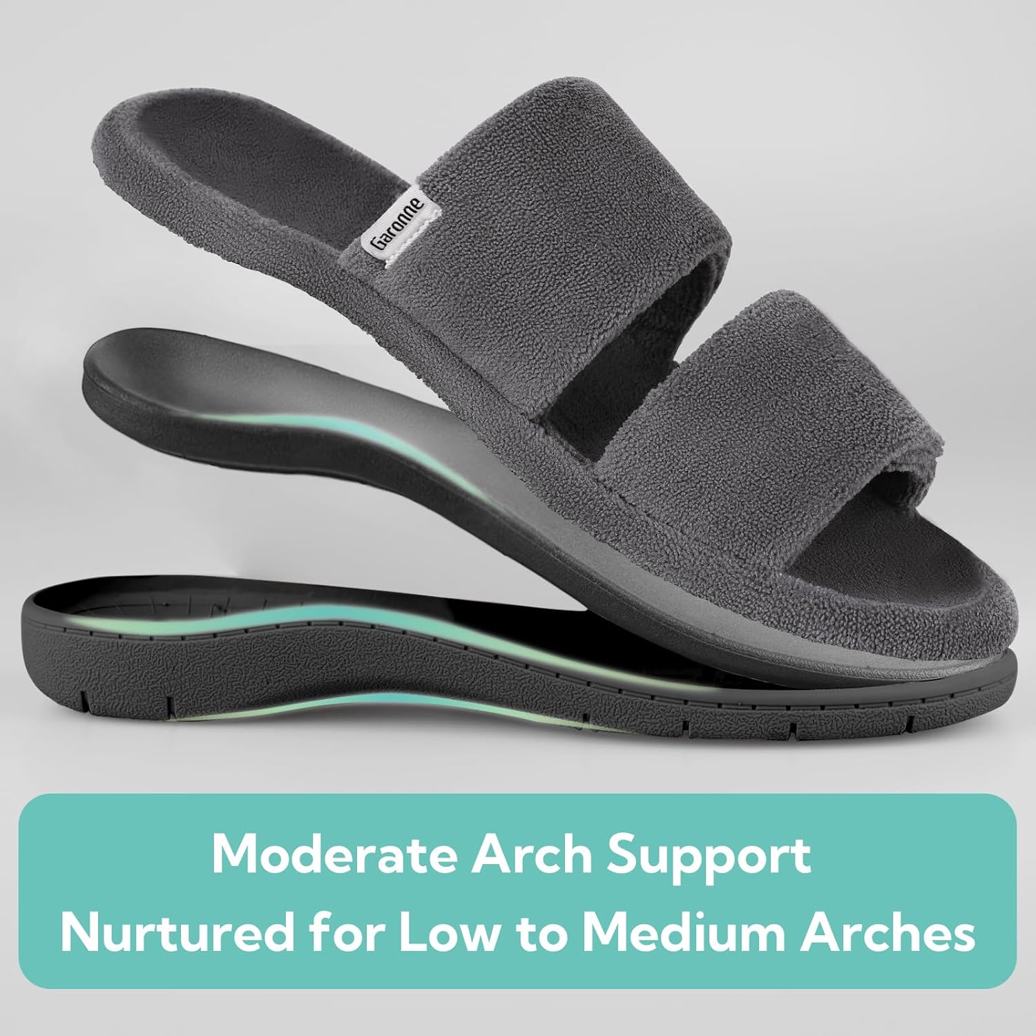 Women's Slippers Dual-Strap Dark Grey