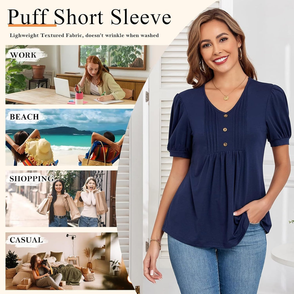 Women's Dressy Casual Tunic Top Navy Blue