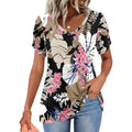 Women's Classic V-Neck Tunic Top Leaf Pink