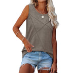 Women's Loose Fit Crewneck Tank Top Coffee Grey