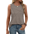 Women's Loose Fit Crewneck Tank Top Coffee Grey