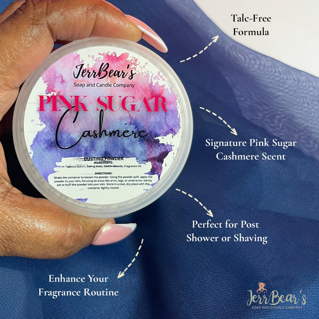 Pink Sugar Cashmere Dusting Powder, Talc Free Body Formula for Women, Soft Scented Skin Care, Gentle Powder for Daily Freshness, 4oz Jar