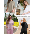 Siimcuzy 1/2/4 Pack Oversized Tshirts for Women, Loose Fit Crew Neck Summer Baggy Tops Workout Tees Plus Size T Shirts