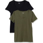 Amazon Essentials Women's Regular-Fit Short-Sleeve Scoop Neck T-Shirt, Summer Casual, Pack of 2