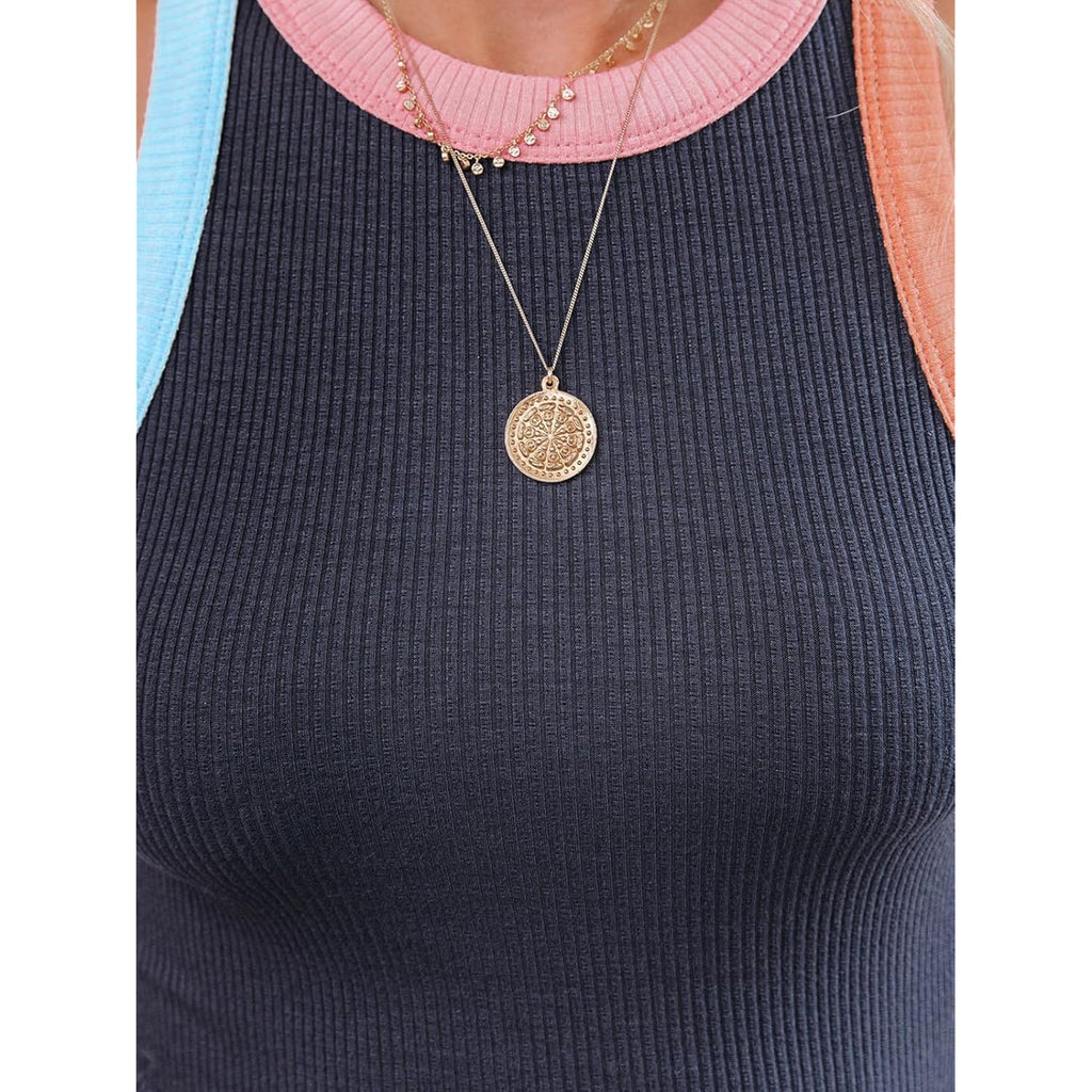 Women's Colorblock Racerback Tank Top Dark Grey