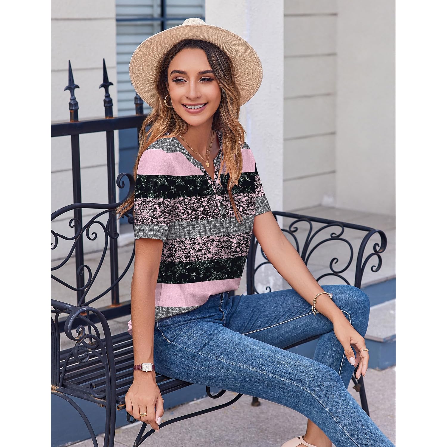 Zeagoo Womens Summer Tops Casual Short Sleeve V Neck Shirts Business Dressy Work Blouses