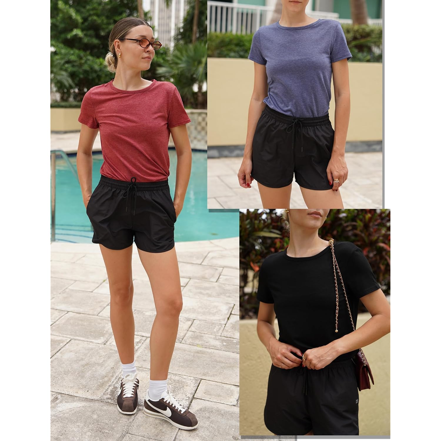 Zeagoo Womens 3 Pack Tshirts for Women Short Sleeve Shirt Crewneck Basic Tee Summer Tops Lightweight Plain Workout Clothes