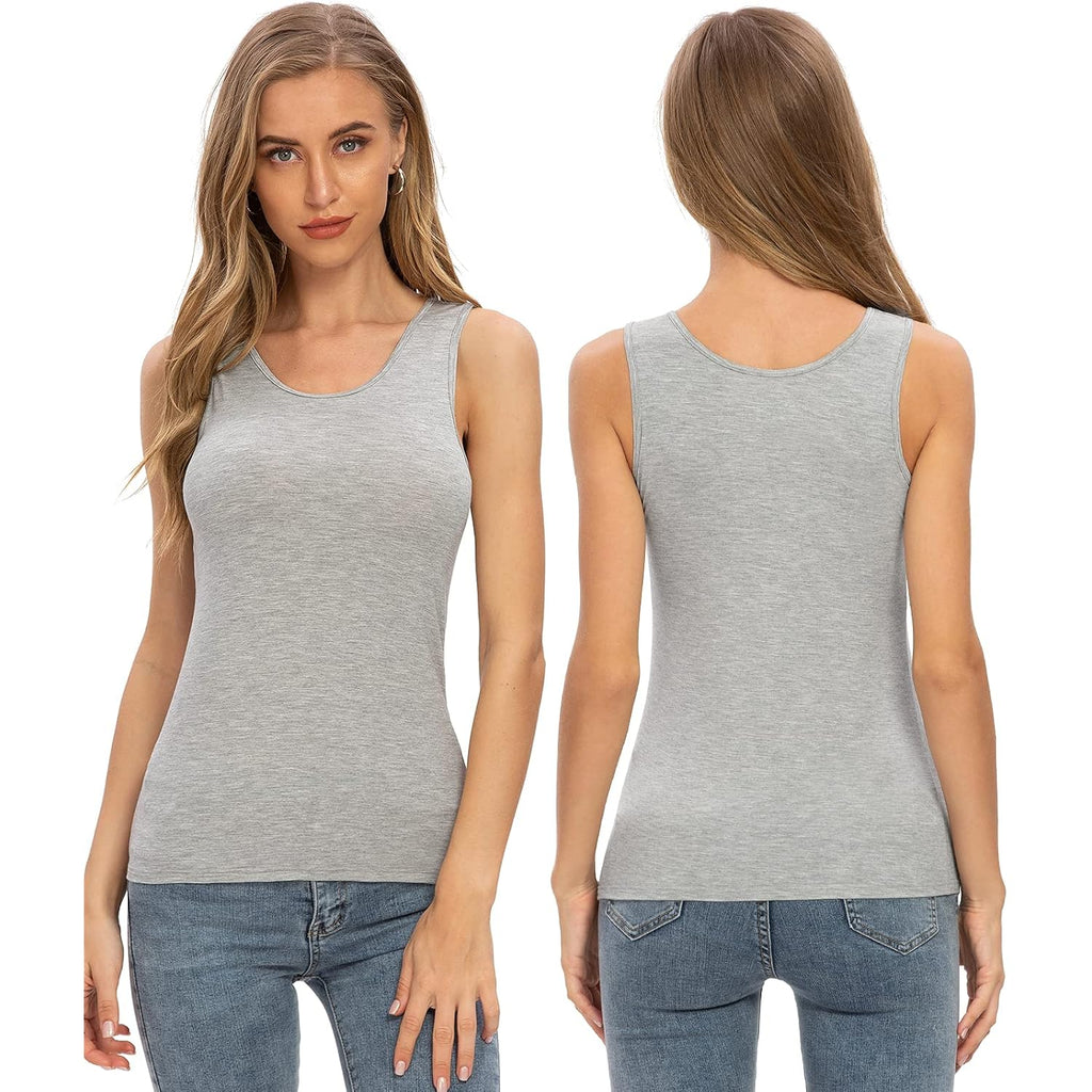 Air Curvey 4 Pack Tank Top for Women Basic Undershirt Tanks Sleeveless Casual Shirts Soft Seamless Layering Tops