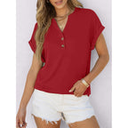 ANRABESS Womens Short Sleeve Henley Tops V Neck Dressy Casual Blouses Summer Trendy Tee Shirts 2026 Vacation Fashion Clothes