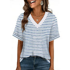 WIHOLL Womens Oversized V Neck Tshirts Plus Size Summer Tops 2026 Short Rolled Sleeve Shirts Dressy Casual Blouses S-4XL