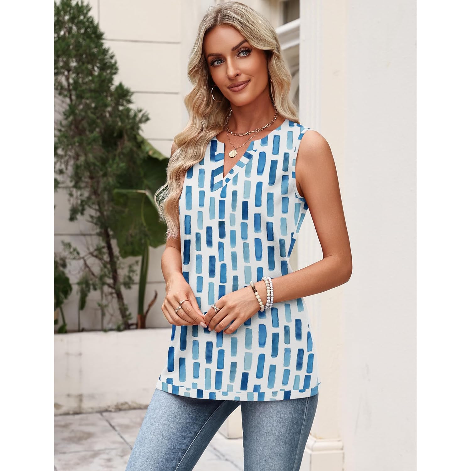 Women's Business Casual V-Neck Tank Top Cx329