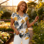 Womens T Shirts V Neck Cap Sleeve Summer Tops Basic Women Blouses Beach Vacation Spring Clothes