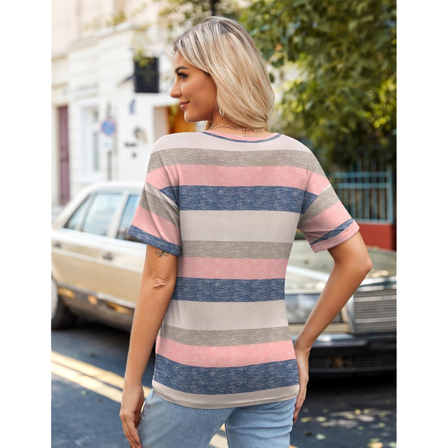 Women's Floral V-Neck Tunic Top Tw669