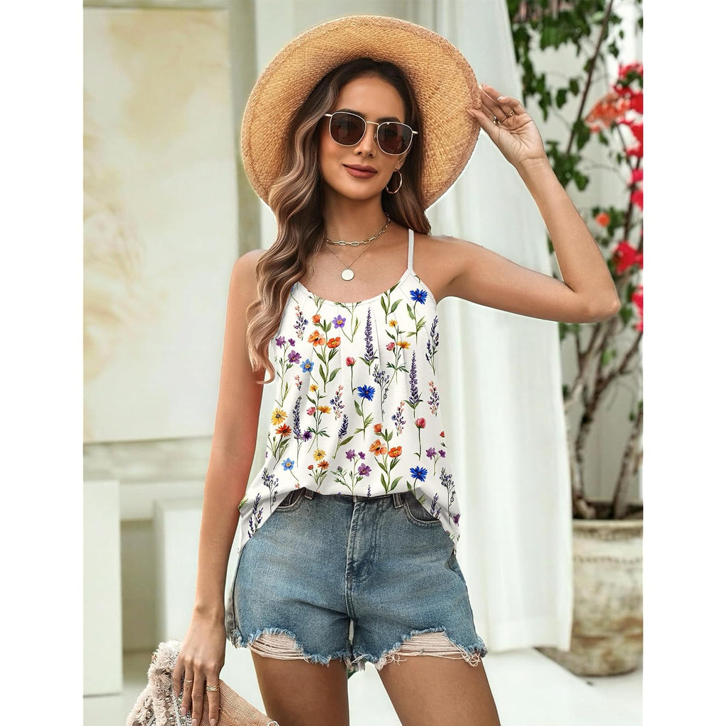 Zeagoo Womens Camisole Tank Tops Summer Adjustable Spaghetti Strap Loose Flowy Sleeveless Shirts Beach Vacation Clothes