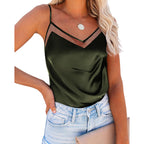 Women's Mesh V-Neck Tank Top Army Green