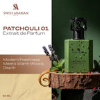 Swiss Arabian Patchouli 01 Patchouli Cologne for Men & Women – Long Lasting Modern Fougere Eau de Parfum, Lavender Mint Aromatic Notes | Heritage Collection Unisex Arabic Fragrance 50ml