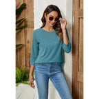 Women's Basic Round Neck Tunic Top Blue/Green