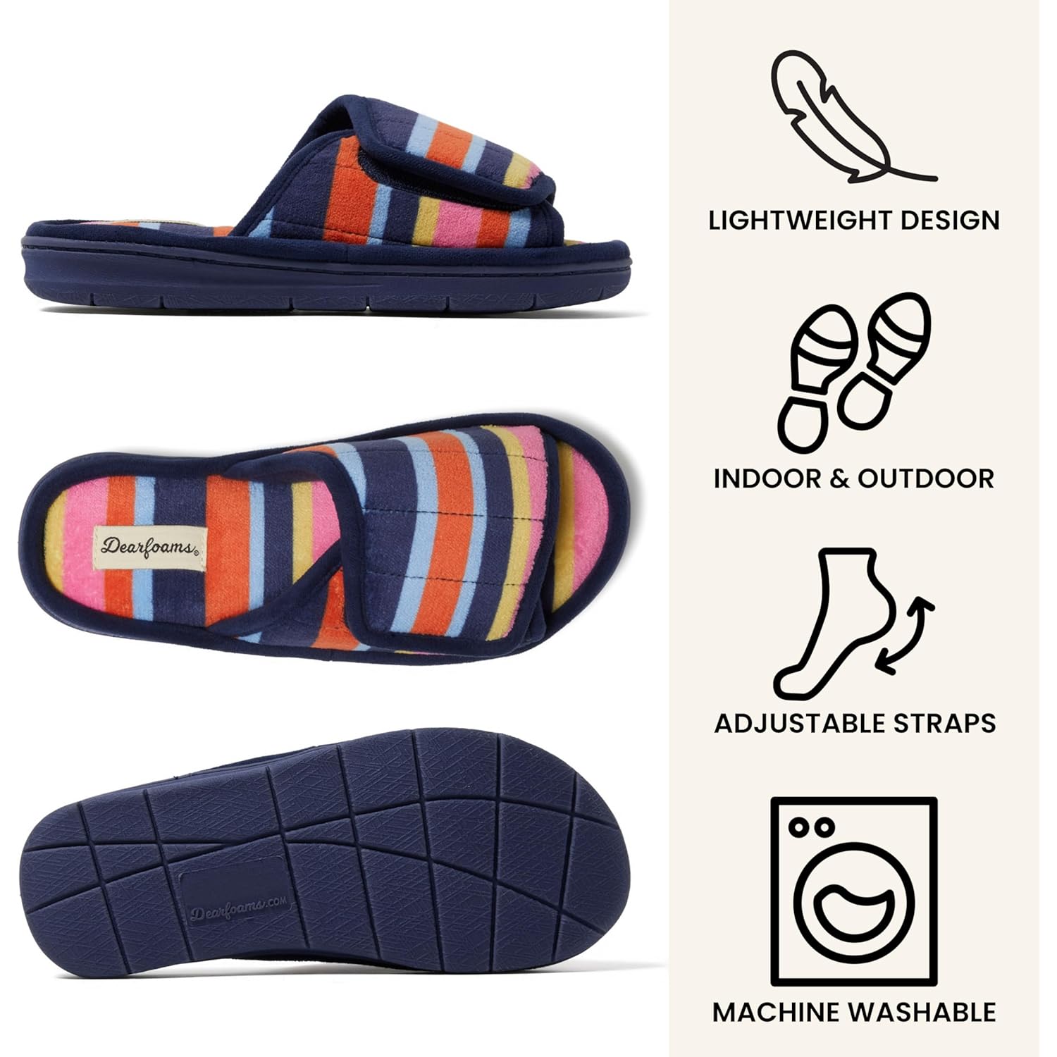 Women's Slippers Adjustable Multi Stripes