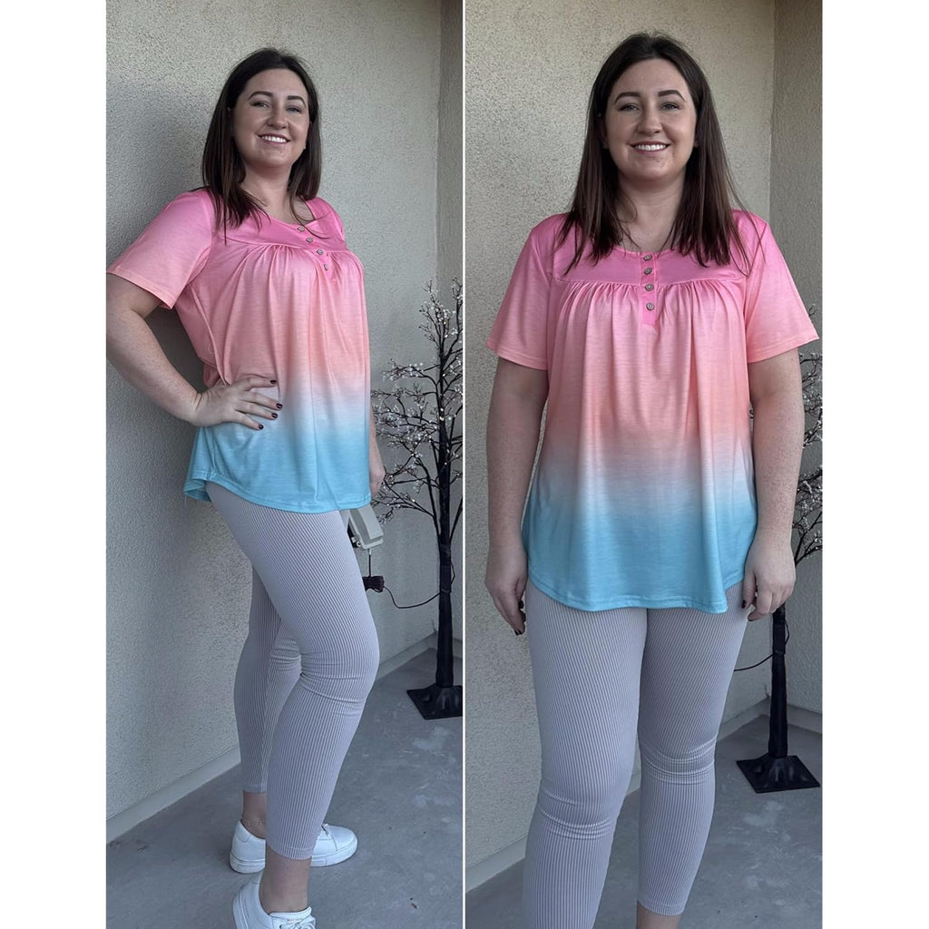 Women's Leggings Fit Tunic Top Gradient Pink