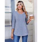 Women's Pleated Floral V-Neck Tunic Top Striped
