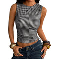 Milumia Women's Gingham Top Sleeveless Ruched Fitted Tank Tops Going Out Y2k Coquette Clothes