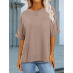 ANRABESS Women Oversized T Shirts Short Sleeve Summer Casual Loose Top Basic Tee with Pocket