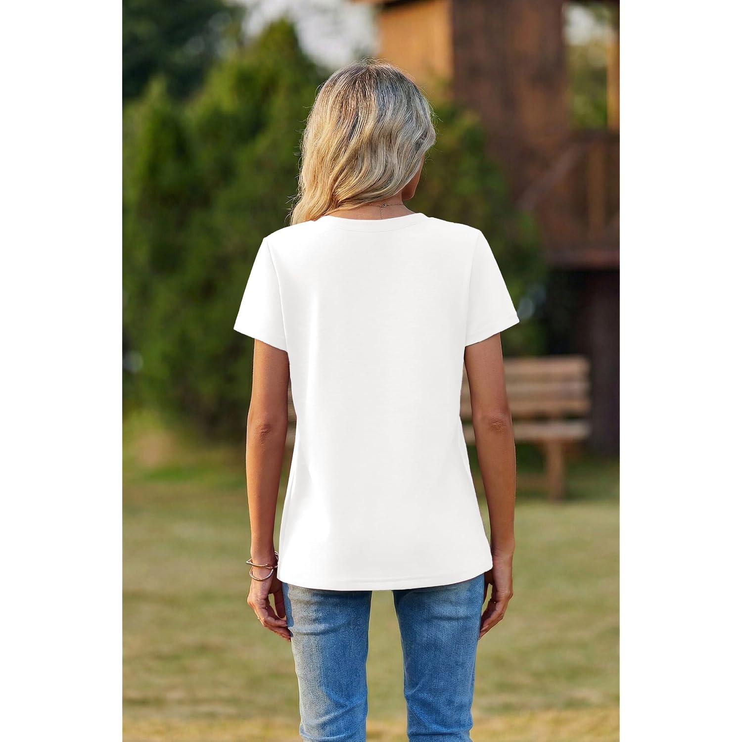 Zeagoo Womens Tops Summer Casual Short Sleeve Tshirts Business Basic Spring V-Neck Shirts Outfits S-3XL