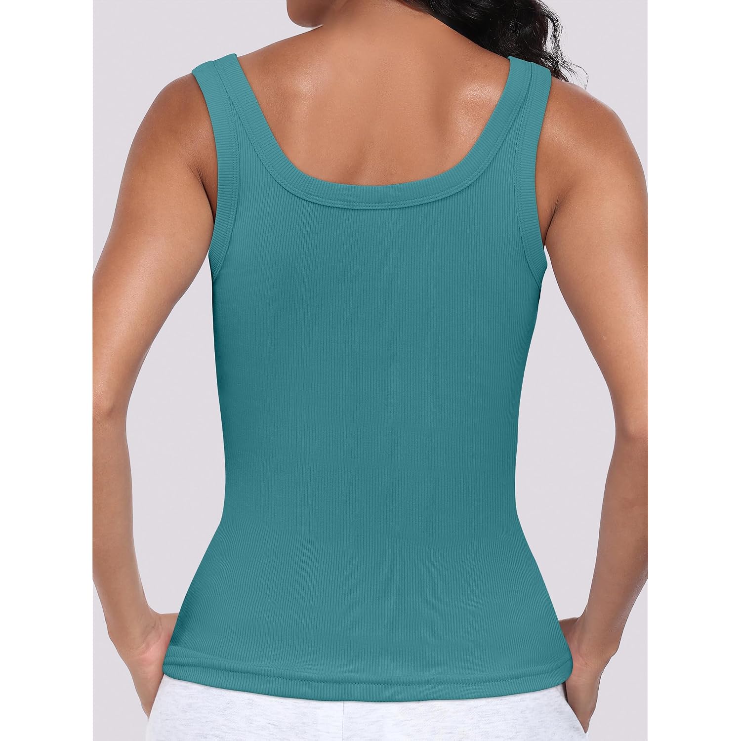 ANRABESS Womens Sleeveless Scoop Neck Tank Top Ribbed Fitted Summer Basic Slim Cute Tops 2026