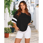 rosemia Oversized Tshirts for Women Summer Short Sleeve Round Neck Graphic Tee Shirt