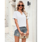 Women's Business Casual V-Neck Tunic Top White