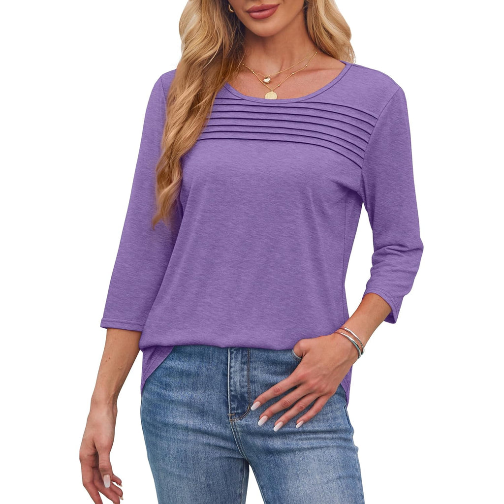 Women's Pleated Front Tunic Top Purple