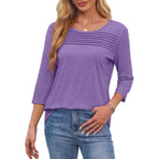 Women's Pleated Front Tunic Top Purple