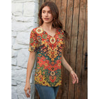 LOMON Womens Summer Tops V Neck Short Sleeve Shirts Dressy Casual Tunic Blouses Spring Fashion