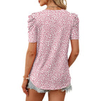 WIHOLL Summer Tops for Women Puff Sleeve Crewneck T Shirts Dressy Casual Blouses Spring Outfits Fashion Clothes