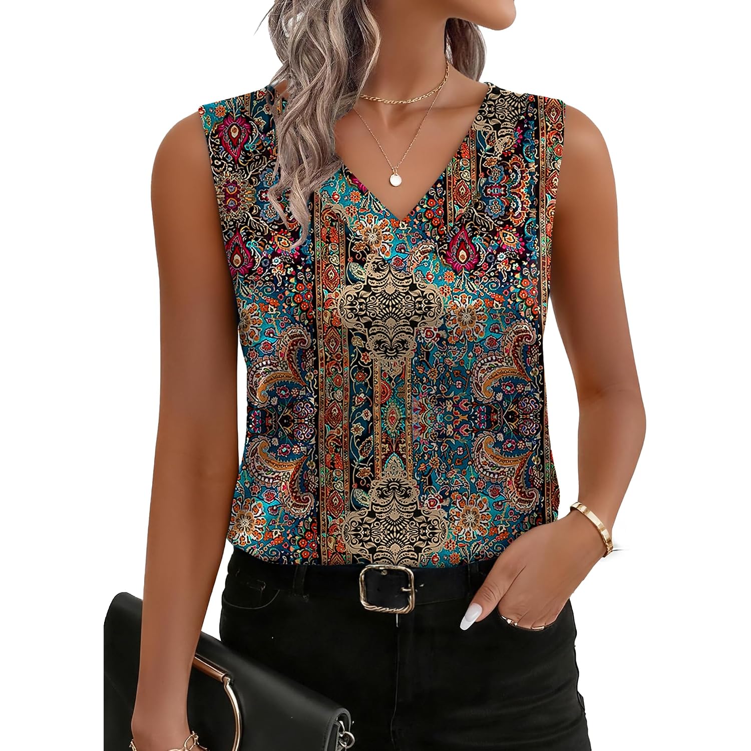 Zeagoo Women's Silk Satin Tank Tops V Neck Casual Camisoles Sleeveless Business Work Blouses Dressy Summer Shirts
