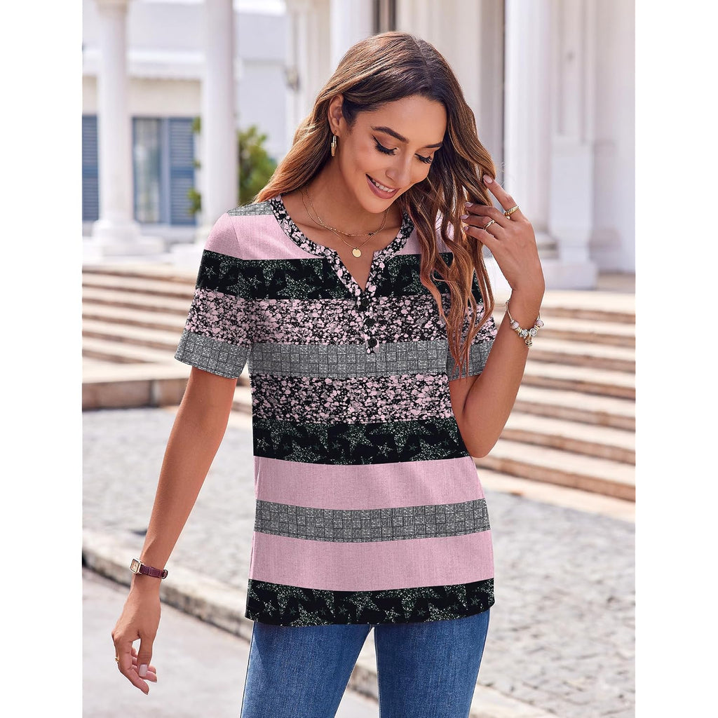 Zeagoo Womens Summer Tops Casual Short Sleeve V Neck Shirts Business Dressy Work Blouses
