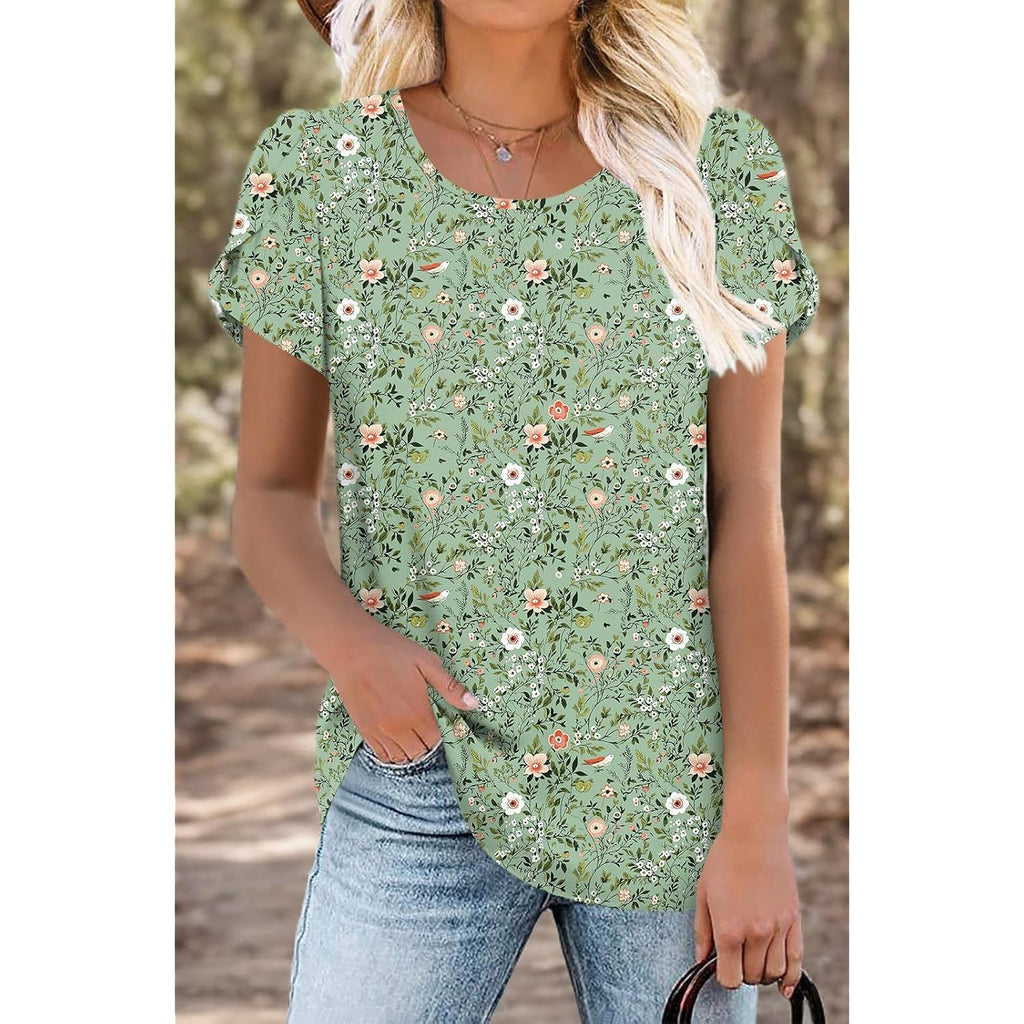 HOTGIFT Women Tops 2026 Summer Short Sleeve Chiffon T Shirts Blouse M-3XL