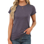 Womens Short Sleeve Tops Summer T Shirts Round Neck Casual Fashion Basic Tee